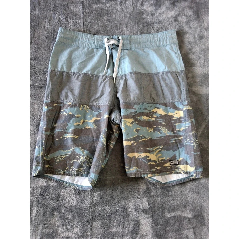 Salty Crew Mens Board Shorts Size 32 Tiger Camo Colorblock Blue Grey Swim Trunks